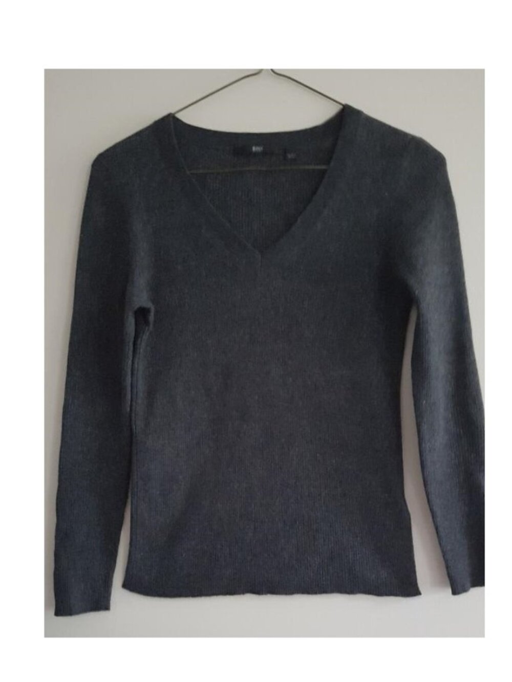 BOSS Hugo Boss Black/Grey 100% Virgin Wool Sweater V-neck Long Sleeve XS-S